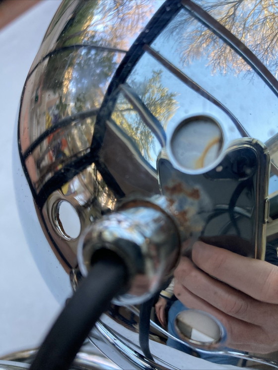 Image 1 of Lámpara de mesa de metal, cromo y globo de cristal de la era espacial de los años 70