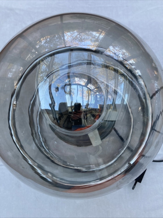 Image 1 of Lámpara de mesa de metal, cromo y globo de cristal de la era espacial de los años 70