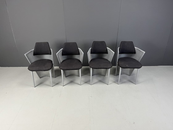 Image 1 of Chaises de salle à manger postmodernes en métal, années 1980