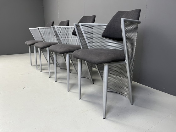 Image 1 of Chaises de salle à manger postmodernes en métal, années 1980