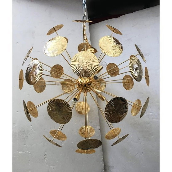 Image 1 of Water-Lily Brass Sputnik Sphere Chandelier