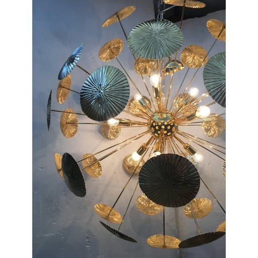 Water-Lily Brass Sputnik Sphere Chandelier