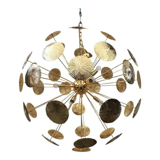 Water-Lily Brass Sputnik Sphere Chandelier