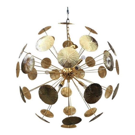 Image 1 of Water-Lily Brass Sputnik Sphere Chandelier