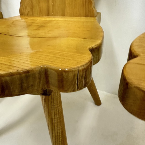 Image 1 of Vintage Mid-Century Brutalist Style Design Tiroler Chair Set Of 4 By Cepelia, 1960