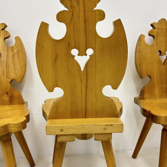 Image 1 of Vintage Mid-Century Brutalist Style Design Tiroler Chair Set Of 4 By Cepelia, 1960