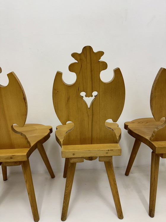 Image 1 of Vintage Mid-Century Brutalist Style Design Tiroler Chair Set Of 4 By Cepelia, 1960