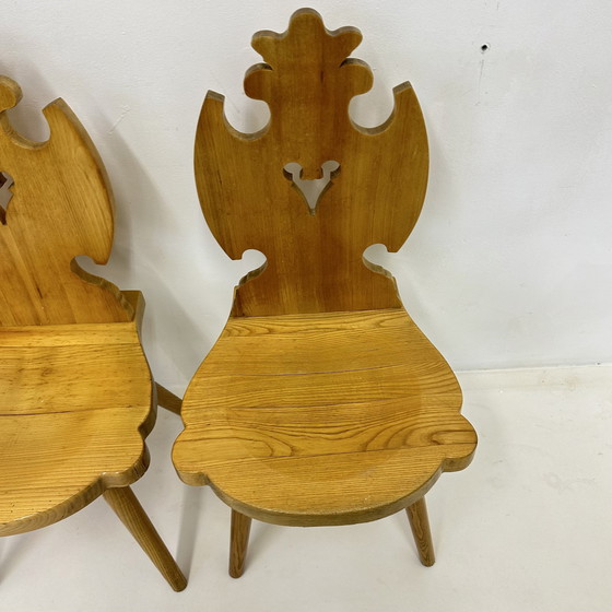 Image 1 of Vintage Mid-Century Brutalist Style Design Tiroler Chair Set Of 4 By Cepelia, 1960