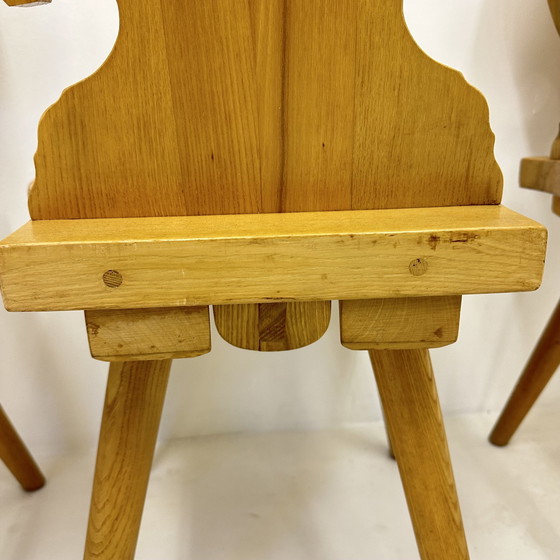 Image 1 of Vintage Mid-Century Brutalist Style Design Tiroler Chair Set Of 4 By Cepelia, 1960