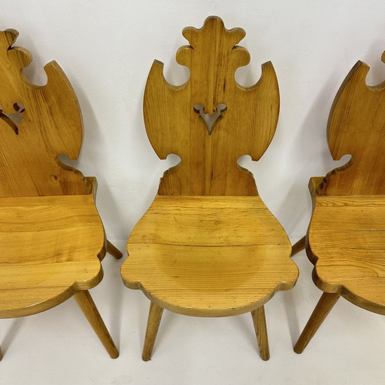 Image 1 of Vintage Mid-Century Brutalist Style Design Tiroler Chair Set Of 4 By Cepelia, 1960