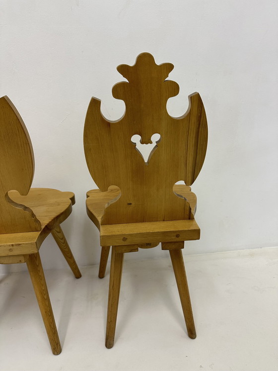 Image 1 of Vintage Mid-Century Brutalist Style Design Tiroler Chair Set Of 4 By Cepelia, 1960