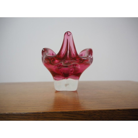 Image 1 of Vintage red glass bowl by Josef Hospodka, Czechoslovakia 1960