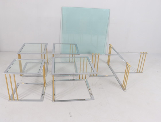 Image 1 of Coffee Table/ Table with Four Set Tables by Rolf Benz, Hollywood Regency, 1980s