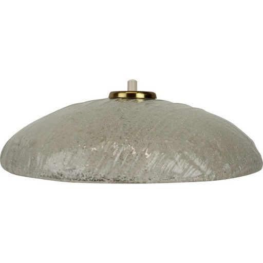 Vintage brass and glass ceiling lamp, Czechoslovakia 1970s