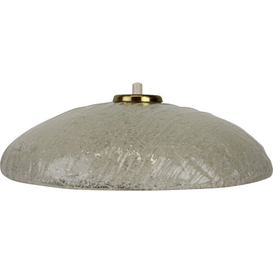 Image 1 of Vintage brass and glass ceiling lamp, Czechoslovakia 1970s