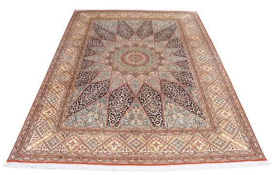 Image 1 of Nueva alfombra de seda de Cachemira: diseño Gonbad de gran calidad
