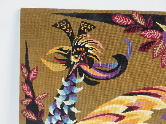 Image 1 of Tapestry "L'Oiseau D'Or" Stylized, Futuristic 60s 70s