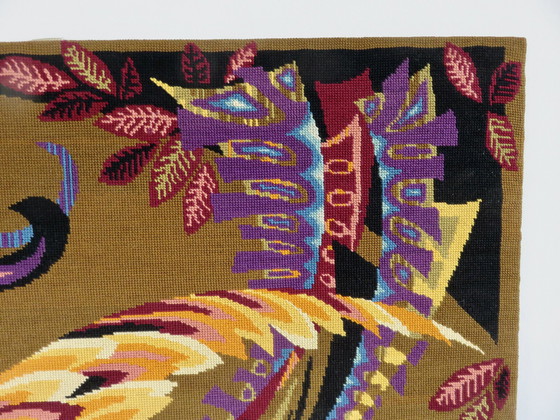 Image 1 of Tapestry "L'Oiseau D'Or" Stylized, Futuristic 60s 70s