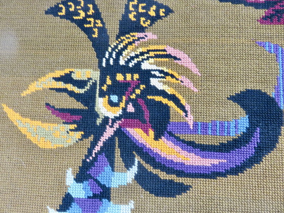 Image 1 of Tapestry "L'Oiseau D'Or" Stylized, Futuristic 60s 70s