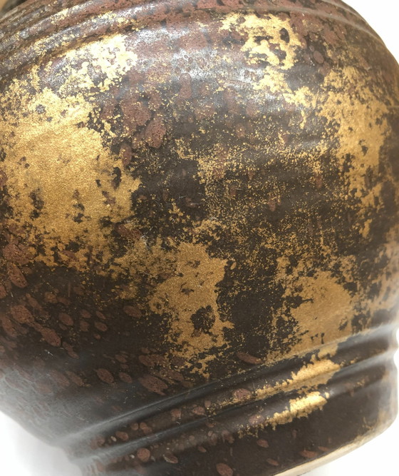 Image 1 of Vintage Glazed Ceramic Vase West Germany Golden Reflections