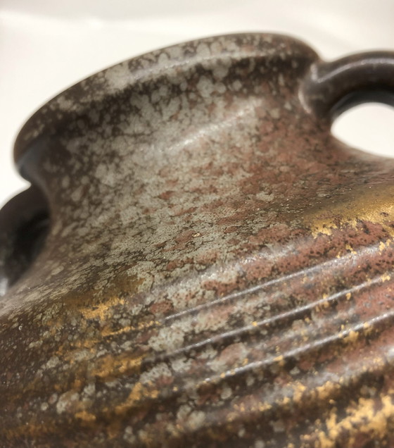 Image 1 of Vintage Glazed Ceramic Vase West Germany Golden Reflections