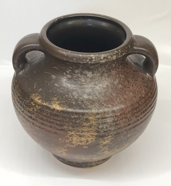 Image 1 of Vintage Glazed Ceramic Vase West Germany Golden Reflections