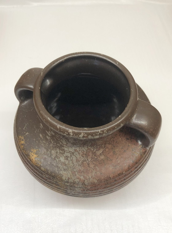 Image 1 of Vintage Glazed Ceramic Vase West Germany Golden Reflections