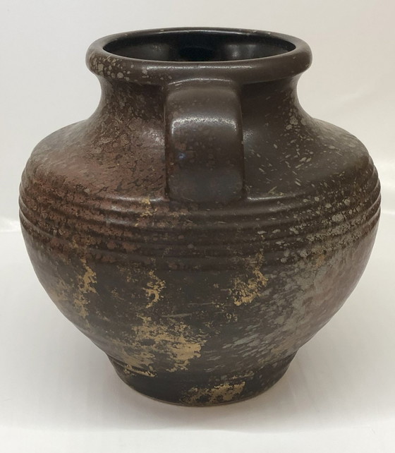 Image 1 of Vintage Glazed Ceramic Vase West Germany Golden Reflections