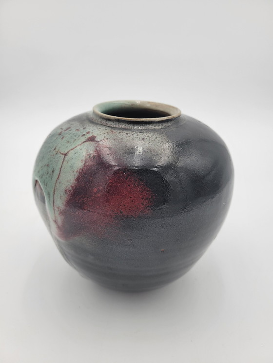 Image 1 of Enamelled Ceramic Ball Vase