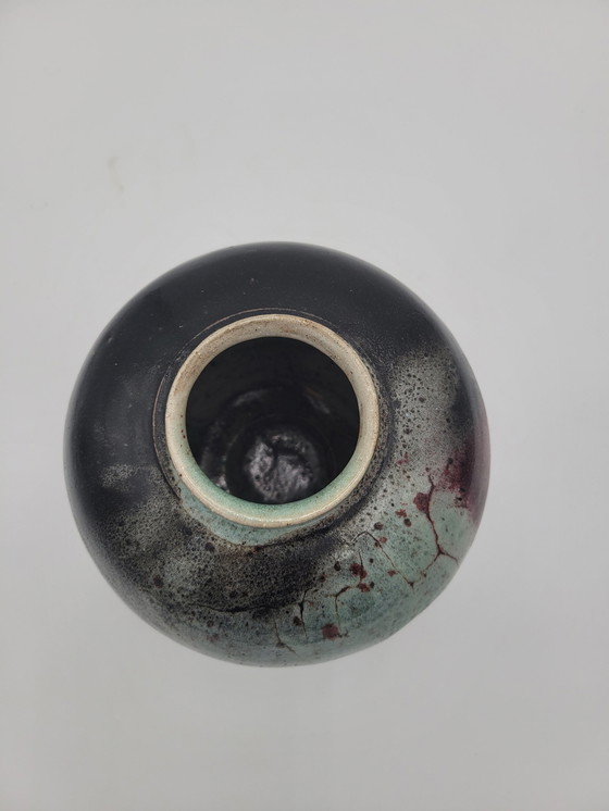 Image 1 of Enamelled Ceramic Ball Vase