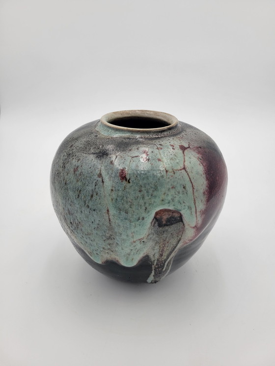 Image 1 of Enamelled Ceramic Ball Vase