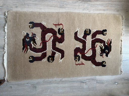 Tibetan Hand Knotted Dragon Rug "Naga Chuba" Meditation Rug