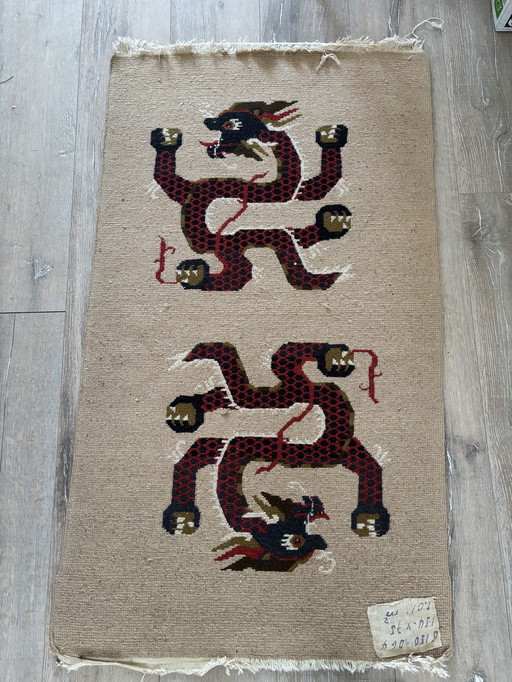 Tibetan Hand Knotted Dragon Rug "Naga Chuba" Meditation Rug