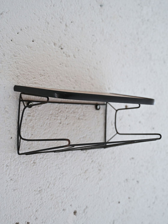 Image 1 of Comodino da parete in teak e metallo