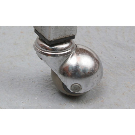 Image 1 of Tavolino da caffè vintage in metallo cromato con ruote, 1970