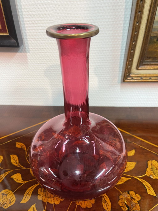 Glass Carafe Vase Murano Pink