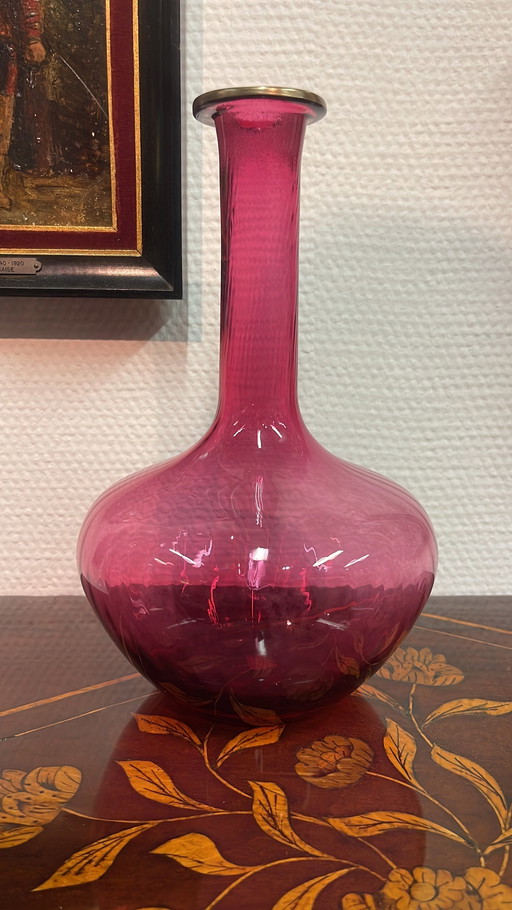 Glass Carafe Vase Murano Pink