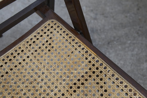 Image 1 of Set Of 4 Mid-Century Folding Chairs With Viennese Weave, Italy, 1970S