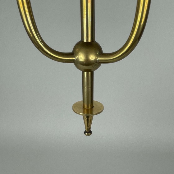 Image 1 of Midcentury Black Metal & Brass Pendant Lantern, 1950S