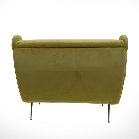 Image 1 of Marco Zanuso Attributed Mid-Century Modern Velvet Sofa Senior, Italy, 1950S