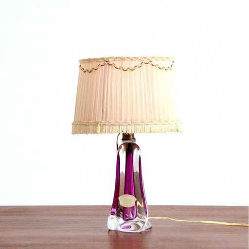 Mid century Val St-Lambert crystal table lamp, Belgium 1960