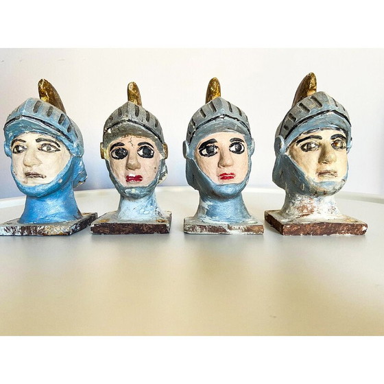 Image 1 of Lot of 4 vintage Sicilian puppets in resin and hand painted, Italy 1980
