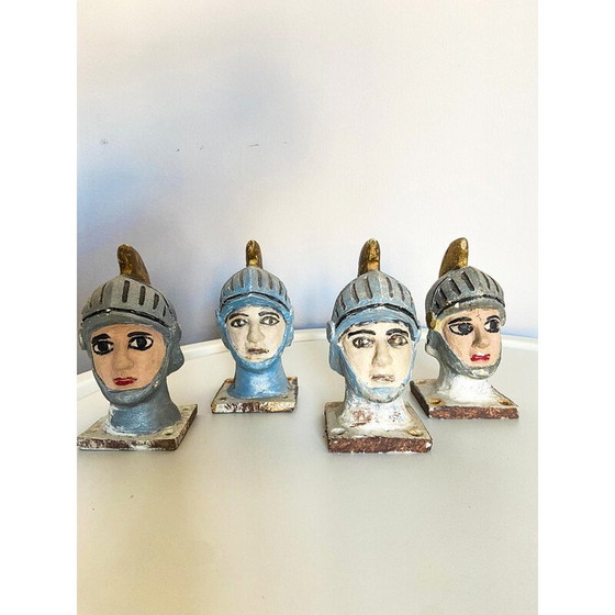 Image 1 of Lot of 4 vintage Sicilian puppets in resin and hand painted, Italy 1980