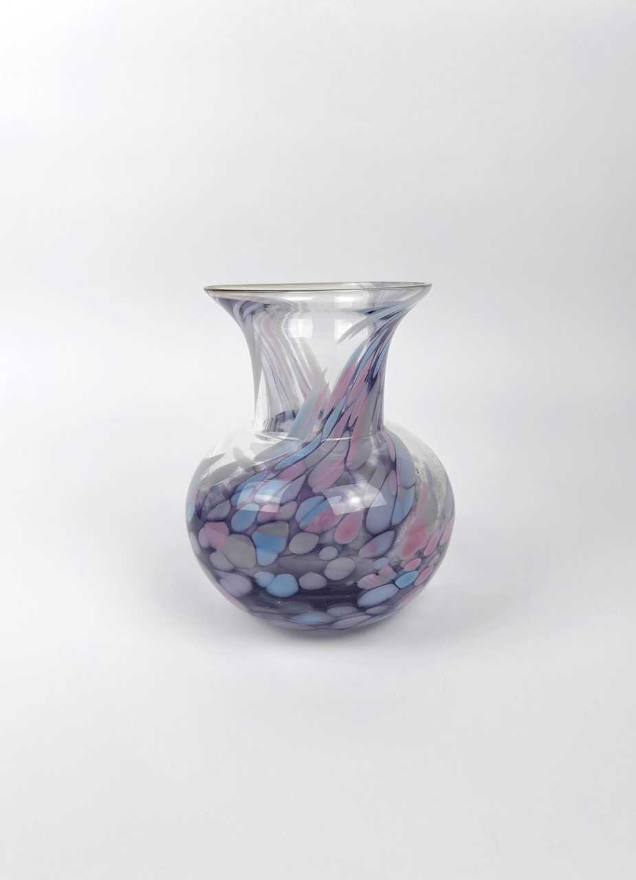Jarrón de cristal italiano con remolino de lunares