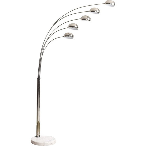 Image 1 of Vintage lamp in chrome steel and marble base, 1970