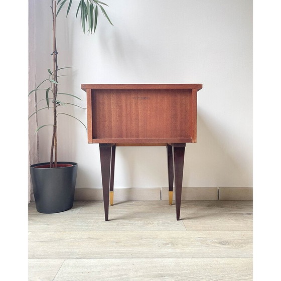 Image 1 of Vintage bedside table in wood and brass, 1950