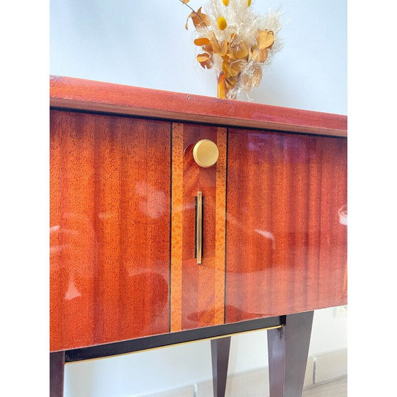 Image 1 of Vintage bedside table in wood and brass, 1950