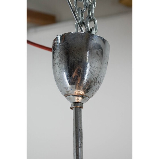 Image 1 of Lampada a sospensione vintage in vetro e acciaio cromato per Instala Decin, 1960