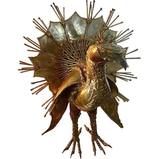 Image 1 of Vintage peacock in gilded brass