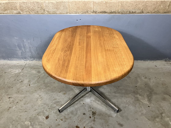 Image 1 of Oval oak table desk chrome